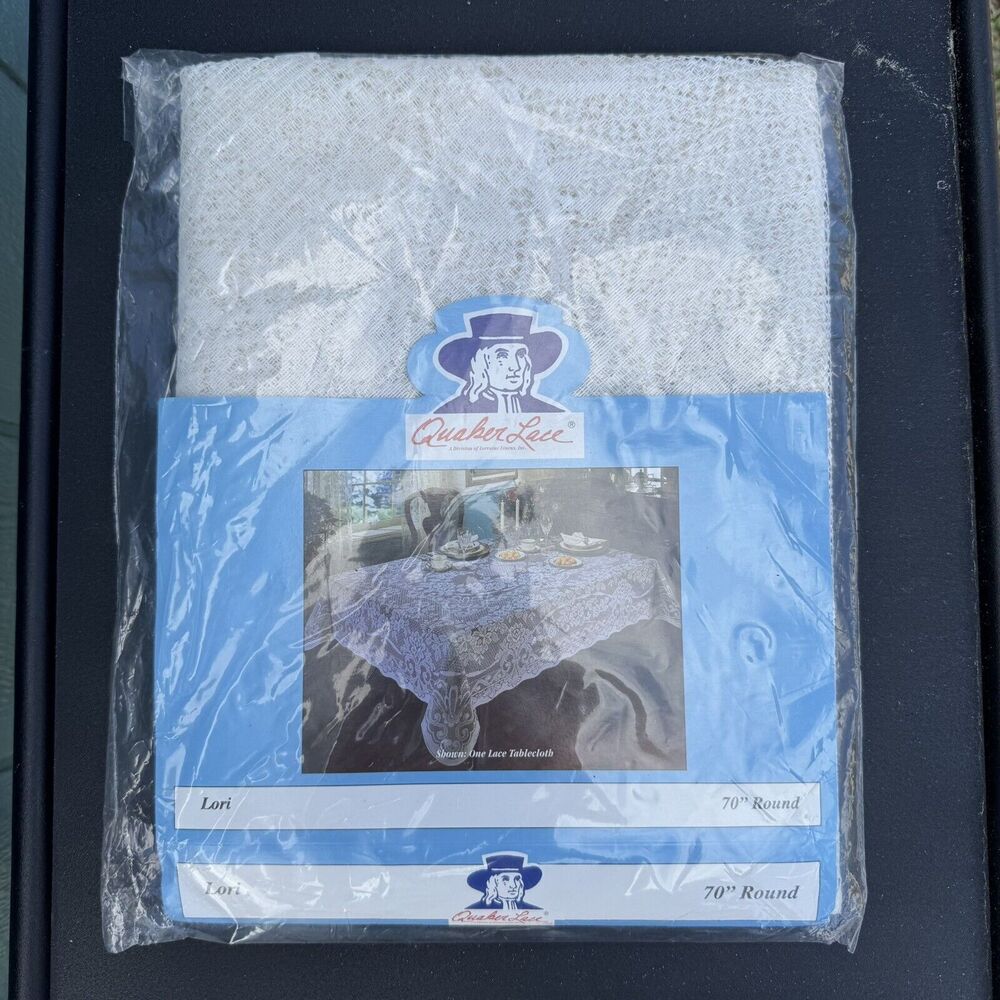 Quaker Lace Vintage Table Cloth Tiffany 70” Pale Camel